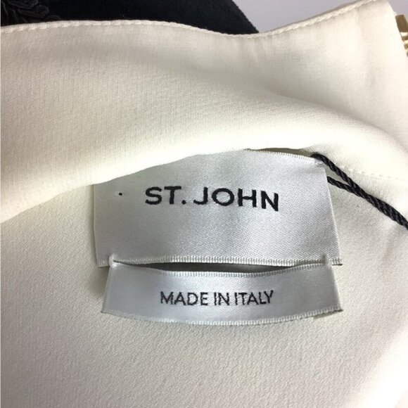ST. JOHN SILK MINIMALIST BALLOON SLEEVES DRESS IN ALABASTER NWT - Picture 15 of 16